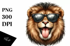 Funny Lion Sunglasses Tongue Sticker Product Image 1