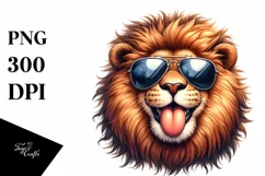 Funny Lion Sunglasses Tongue Sticker Product Image 1