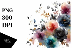 Colorful Black Roses Gold | Clipart Product Image 1