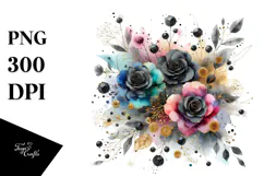 Colorful Black Roses Gold | Clipart Product Image 1