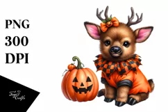 Cute Baby Elk Dressed for Halloween | Clipart Product Image 3