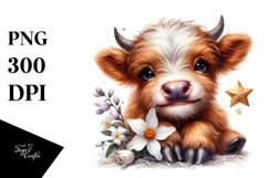 Cute Baby Highland Cow | Sublimation | Clipart Product Image 3