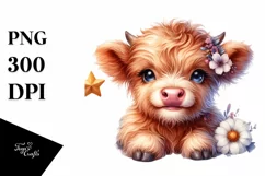 Cute Baby Highland Cow | Sublimation | Clipart Product Image 3