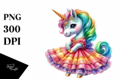 Baby Unicorn in Waltz Dancer's Gown, Print-Ready PNG Product Image 1