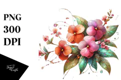 Impatiens Watercolor Splash PNG Product Image 1