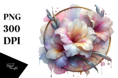 Pastel Gladiolus with Frame, PNG Product Image 1