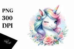 Colorful Pastel Unicorn Winking Clipart Product Image 3