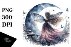 Gothic Fairy on the Moon PNG Product Image 1