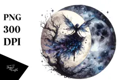 Gothic Fairy on the Moon PNG Product Image 1