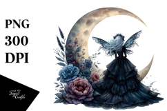 Gothic Fairy on the Moon PNG Product Image 1