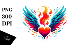 Heart with Wings and Fire, Transparent PNG Product Image 1