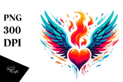 Heart with Wings and Fire, Transparent PNG Product Image 1