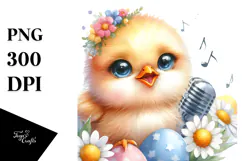 cute Baby Chicken with Singer Look PNG Product Image 1