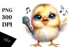 cute Baby Chicken with Singer Look PNG Product Image 1