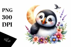 Cute Colorful Puffin Moon Smiling Clipart Product Image 3