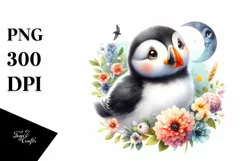 Cute Colorful Puffin Moon Smiling Clipart Product Image 3