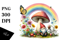 Gnome House Rainbow Colorful Flowers | Clipart Product Image 1