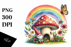 Gnome House Rainbow Colorful Flowers | Clipart Product Image 1