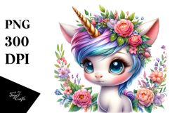 Vibrant Cute Baby Unicorn PNG Product Image 1