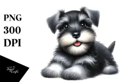 Adorable Miniature Schnauzer Puppy, PNG Product Image 1