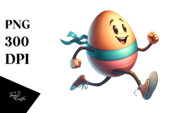 Creative Funny Bunny Running Easter Egg PNG Product Image 1