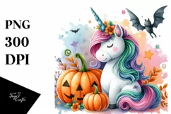 Vibrant Unicorn with Pumpkin | Sublimation | Clipart. Product Image 3