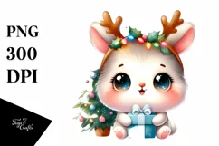 Enthusiastic Baby Rabbit with Reindeer Horns PNG Product Image 3
