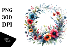 Vibrant Wreath Wild Flowers | Clipart Product Image 1