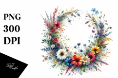 Vibrant Wreath Wild Flowers | Clipart Product Image 1