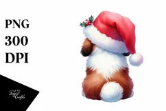 Cute Saint Bernard with Santa Hat, Summer PNG Product Image 3