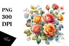 Colorful Orange Roses Watercolor Product Image 1