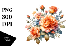 Colorful Orange Roses Watercolor Product Image 1