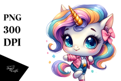 Cute Unicorn with Retro Haircut PNG Product Image 1
