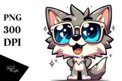 Playful Wolf with Oversized Sunglasses Product Image 1