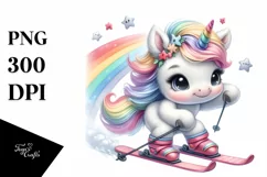 Cute Baby Unicorn Skiing | Sublimation | Clipart Product Image 1
