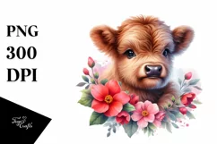 Highland Cow Begonia | Sublimation | Clipart Product Image 3