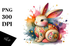 Colorful Wooden Bunny PNG Product Image 1