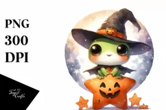 Cute Baby Frog, Halloween Theme, PNG Product Image 1