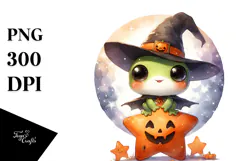 Cute Baby Frog, Halloween Theme, PNG Product Image 1