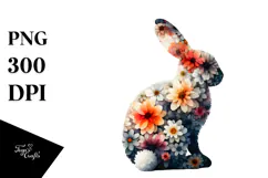 Bunny Made of Abstract Flower Silhouettes Creative View from Product Image 1