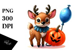 Cute Baby Elk Halloween Scene | Sublimation | Clipart. Product Image 1