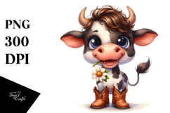Happy Expressive Baby Cow | Clipart Product Image 1