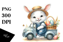 Bunny in Car with Sunglasses PNG Product Image 1