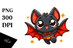Cartoony Bat with Wide Anime Eyes PNG Product Image 1