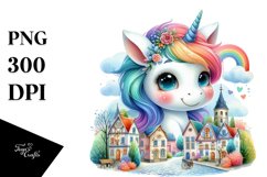 Colorful Cute Baby Unicorn at Village Square, Transparent Product Image 1