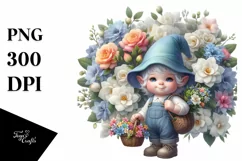 Detailed Gnome with Gardenia Bouquet Digital Painting Product Image 3