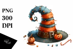Funny Watercolor Halloween Hat Sublimation Clipart Product Image 3
