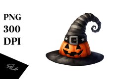Funny Watercolor Halloween Hat Sublimation Clipart Product Image 3