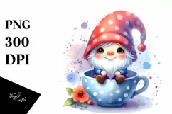 Watercolor Splash Cup with Small GNOME | Clipart Product Image 3
