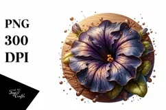 Golden Shiny Petunia Round Wood Splash Clipart Product Image 1
